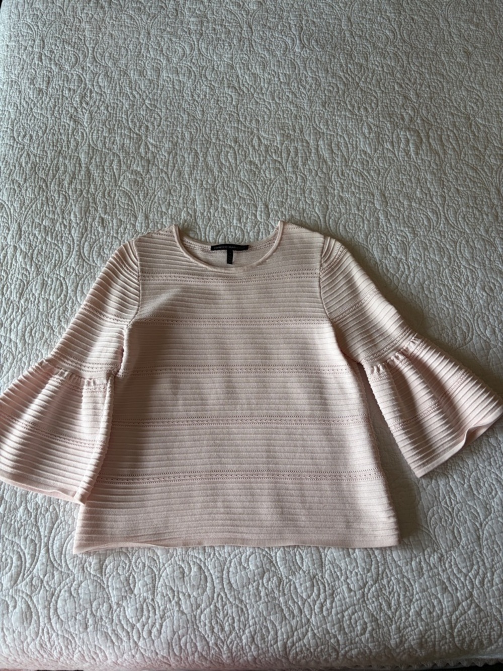 White House Black Market Pale Pink Ribbed Knit Top